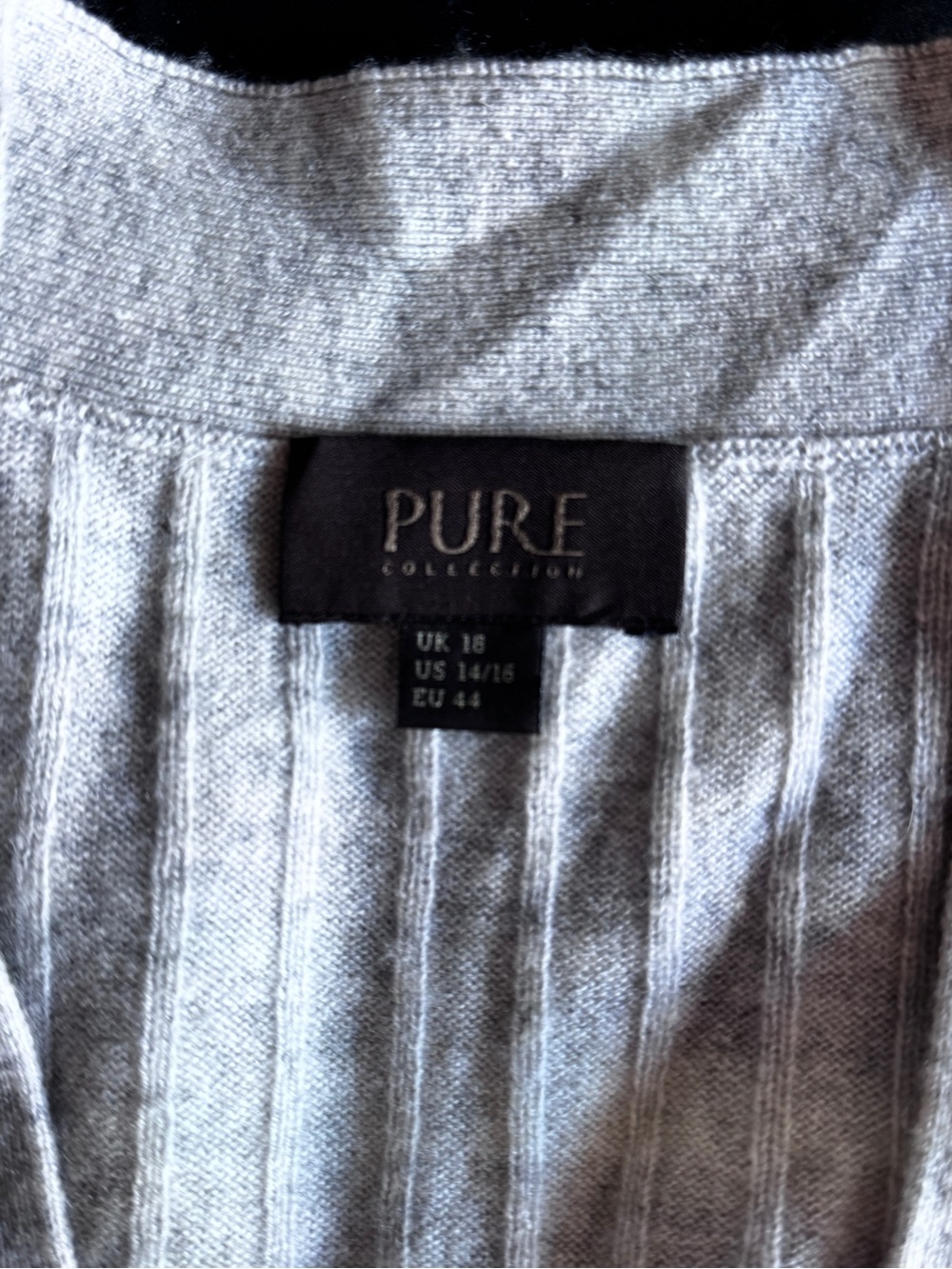 Pure Collection Long Ribbed Button-Front Cardigan - Cream - Picture 2 of 3